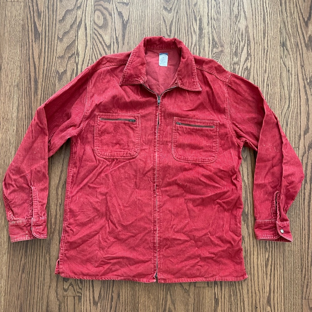 Vtg Old Navy Men’s Corduroy Shacket Zippered Shirt Cotton Medium Y2K Rust Orange